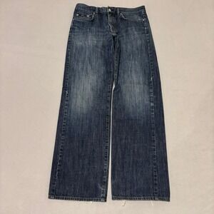 HUGO BOSS Mens Wide Leg Jeans Dark Wash Blue Denim 33x34 Relaxed Fit Grunge